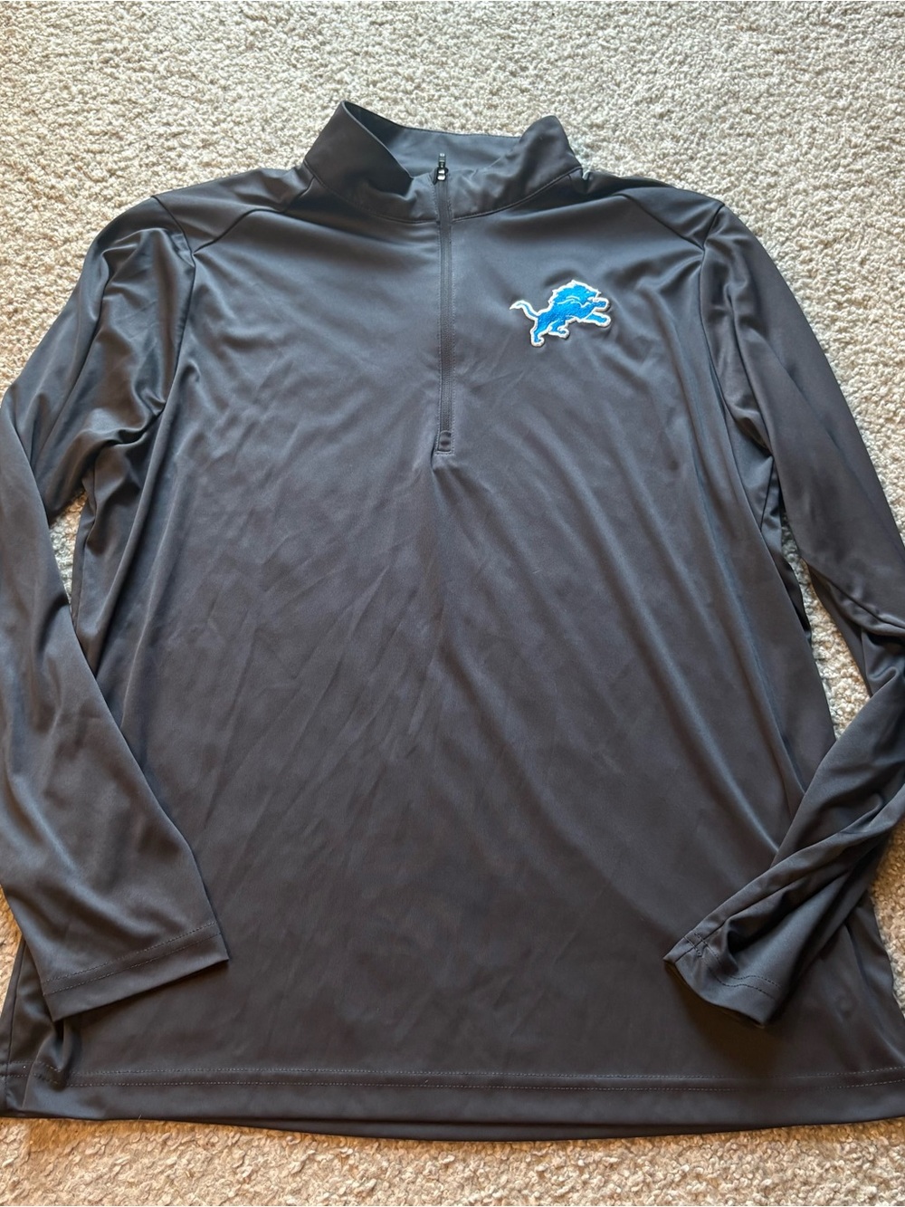 Antigua Detroit Lions Black Quarter-Zip Pullover Large Gray Blue